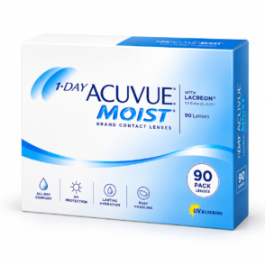 1-Day ACUVUE MOIST Contact Lenses – 90 Pack with LACREON Technology