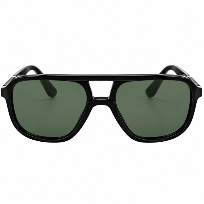 Geometric Black Aviator Sunglasses